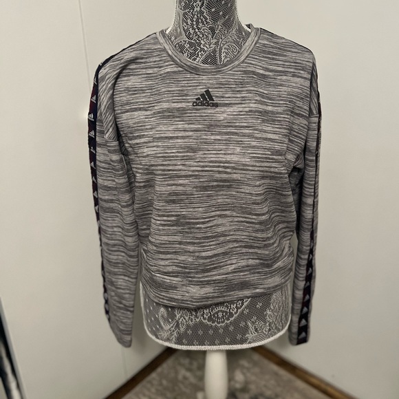 Adidas Crop Top Crew Neck Sweatshirt - Picture 8 of 9